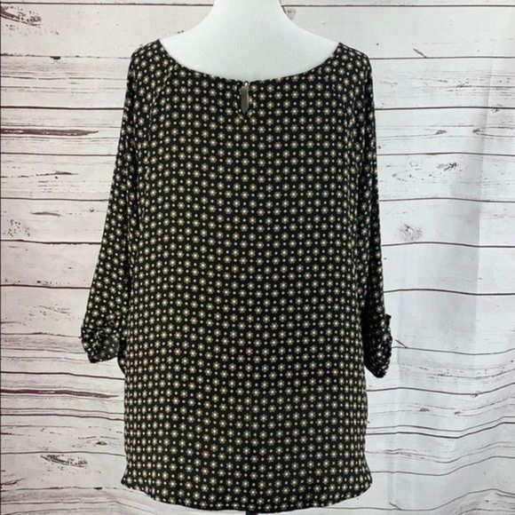 Worthington Woman's Abstract Print‎ Black Gold Tunic Style Top Size 2X - Picture 4 of 10